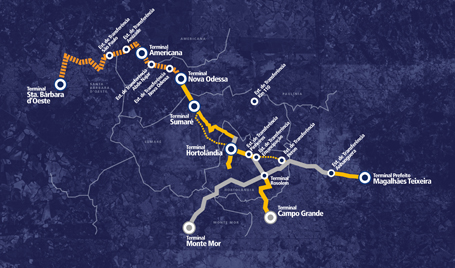 Mapa Trecho do Corredor Metropolitano Noroeste