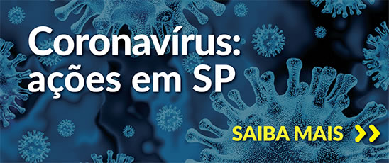 Imagem com o texto: Coronavirus Ações em São Paulo, Saiba mais.